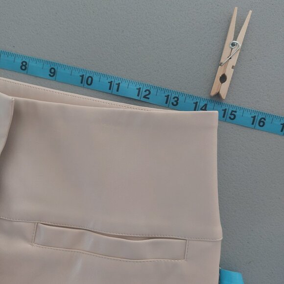 PROENZA SHOULER Faux Leather Mini Skirt 6 Beige Blush Designer Chic Like New - Picture 9 of 11